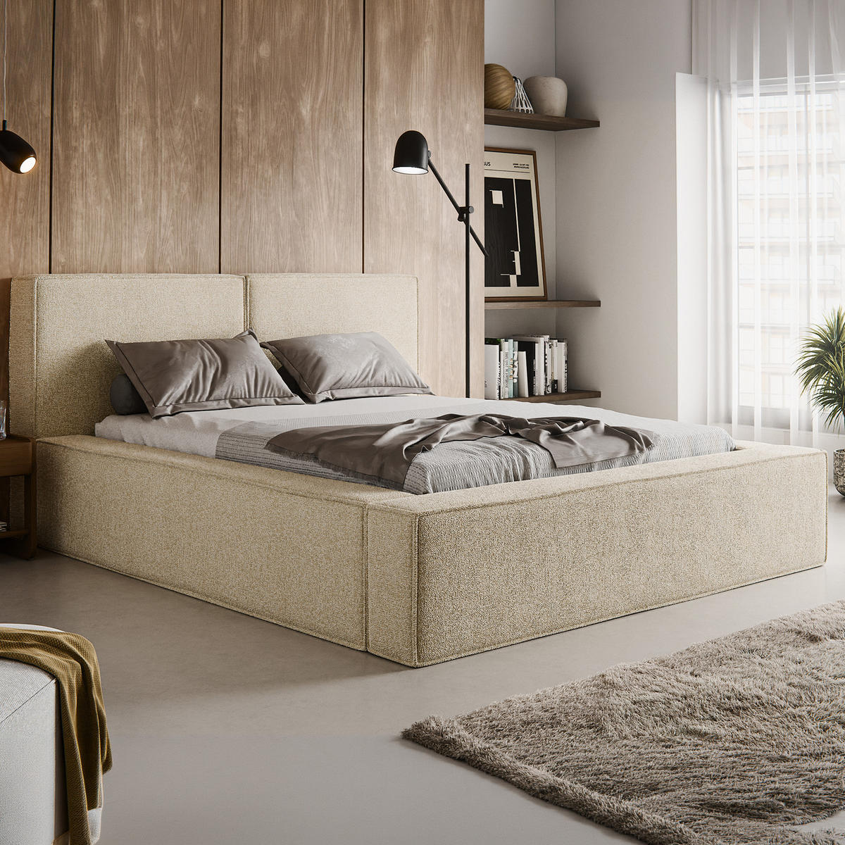 POLSTERBETT LESTI 140x200 cm, Creme - Creme, Textil (200/140cm) - Fedve