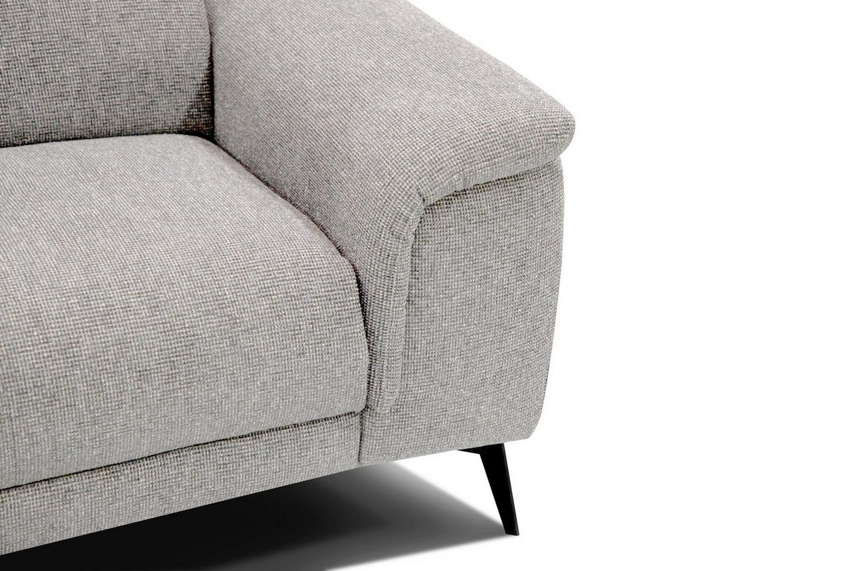 RELAXSOFA FIERO 3-Sitzer mit 1 Relaxfunktion, hellgrau - Hellgrau/Schwarz, Holzwerkstoff/Textil (212/82/103cm) - Courtois Laville