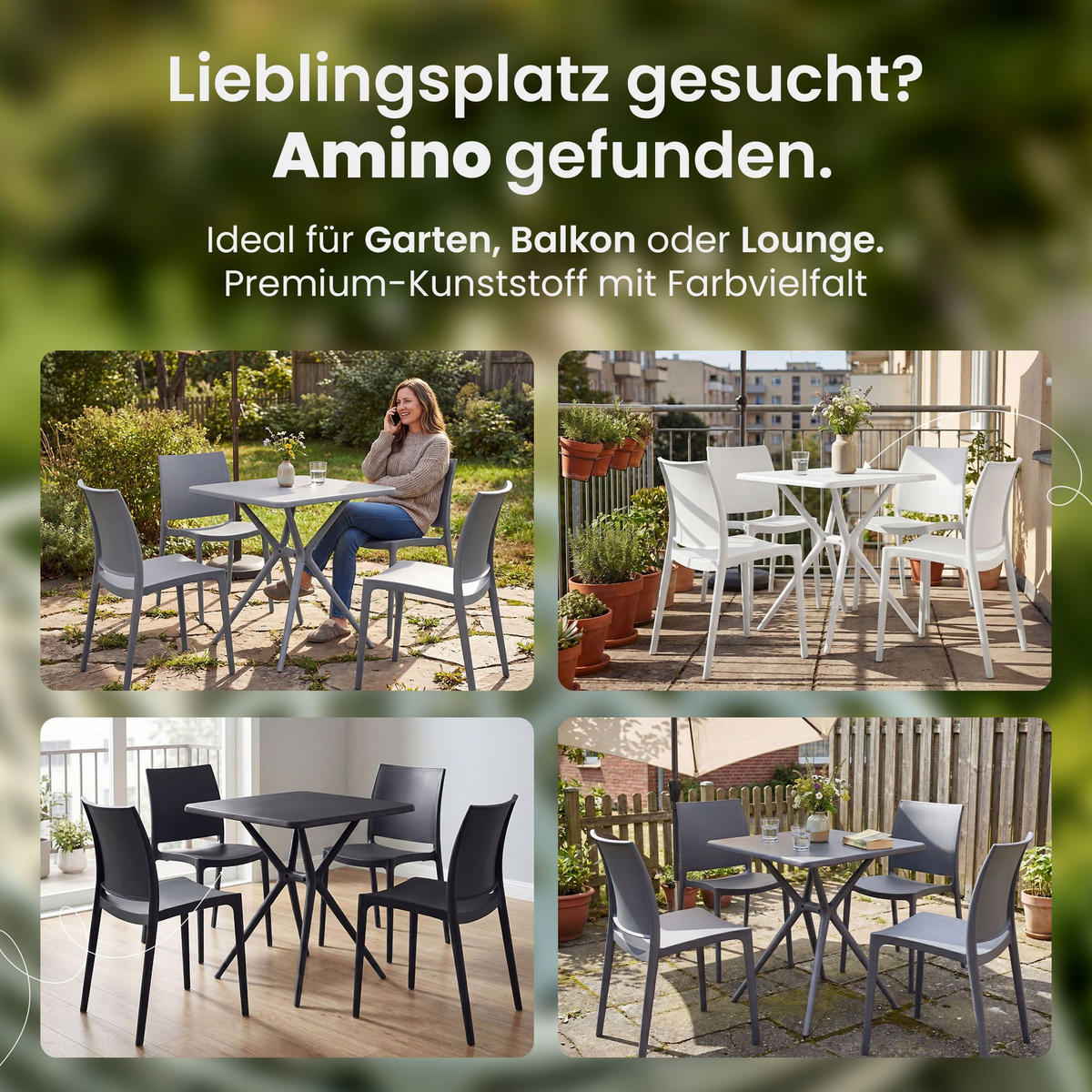 GARTENSITZGRUPPE 4 Kunststoff Weiß - Weiß, Kunststoff - CLP