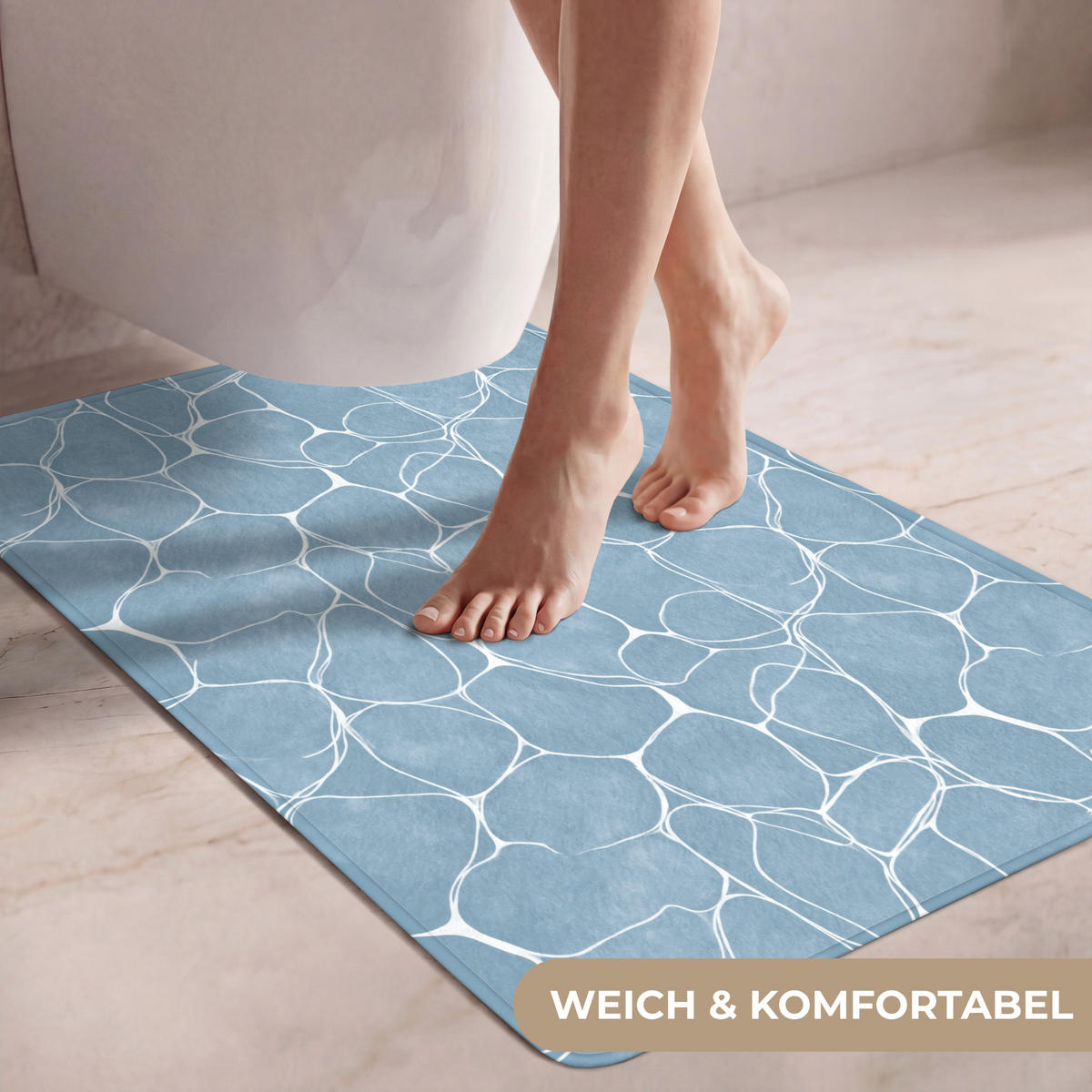 WC PŘEDLOŽKA Organic - vzor - modrá 60x90 cm - světle modrá, textil/plast (60/1cm) - OnlyWow