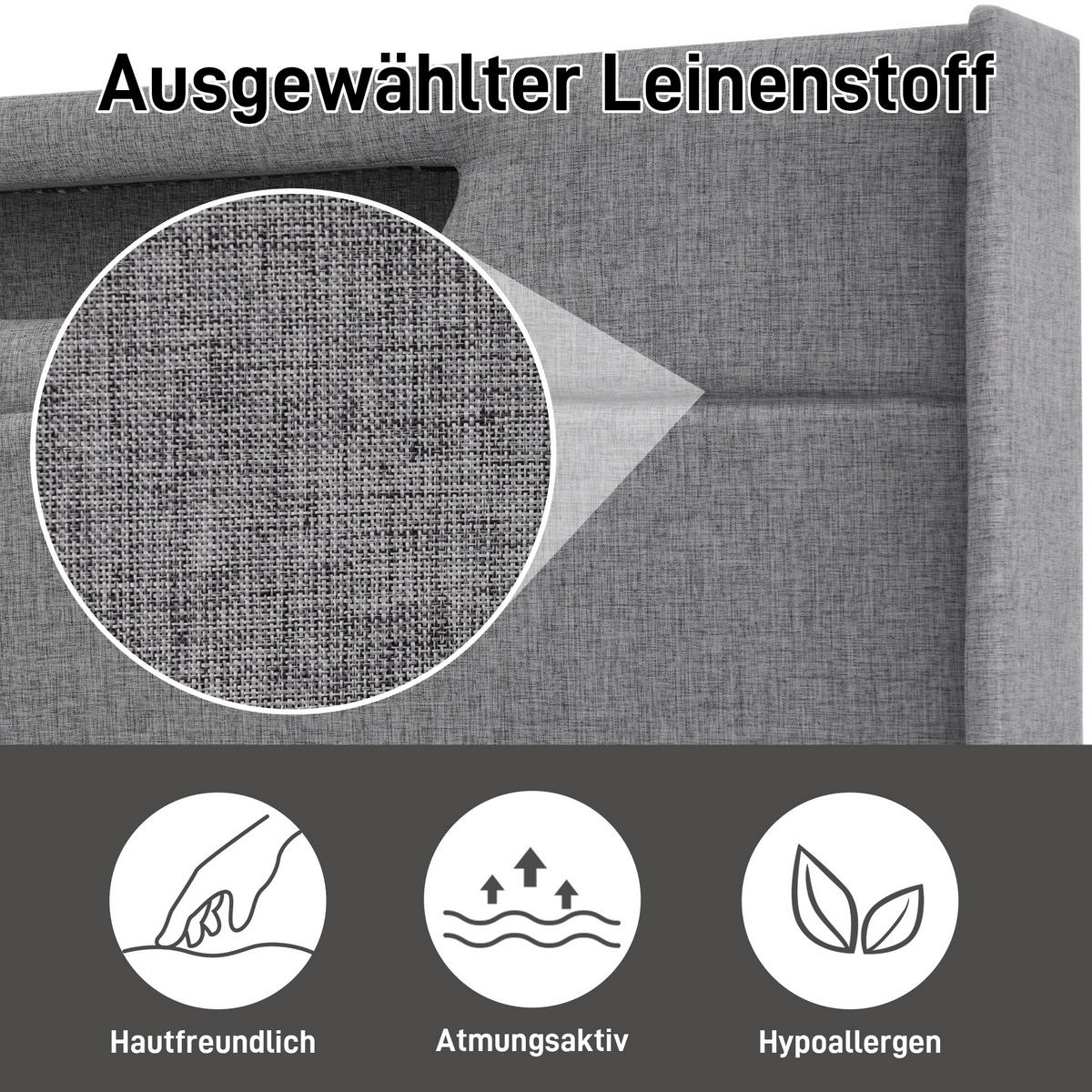 POLSTERBETT 140/200 cm Grau mit Stauraum mit LED-Beleuchtung und USB- und Type-C-Anschlüssen - Grau, Textil (140/200cm) - OKWISH