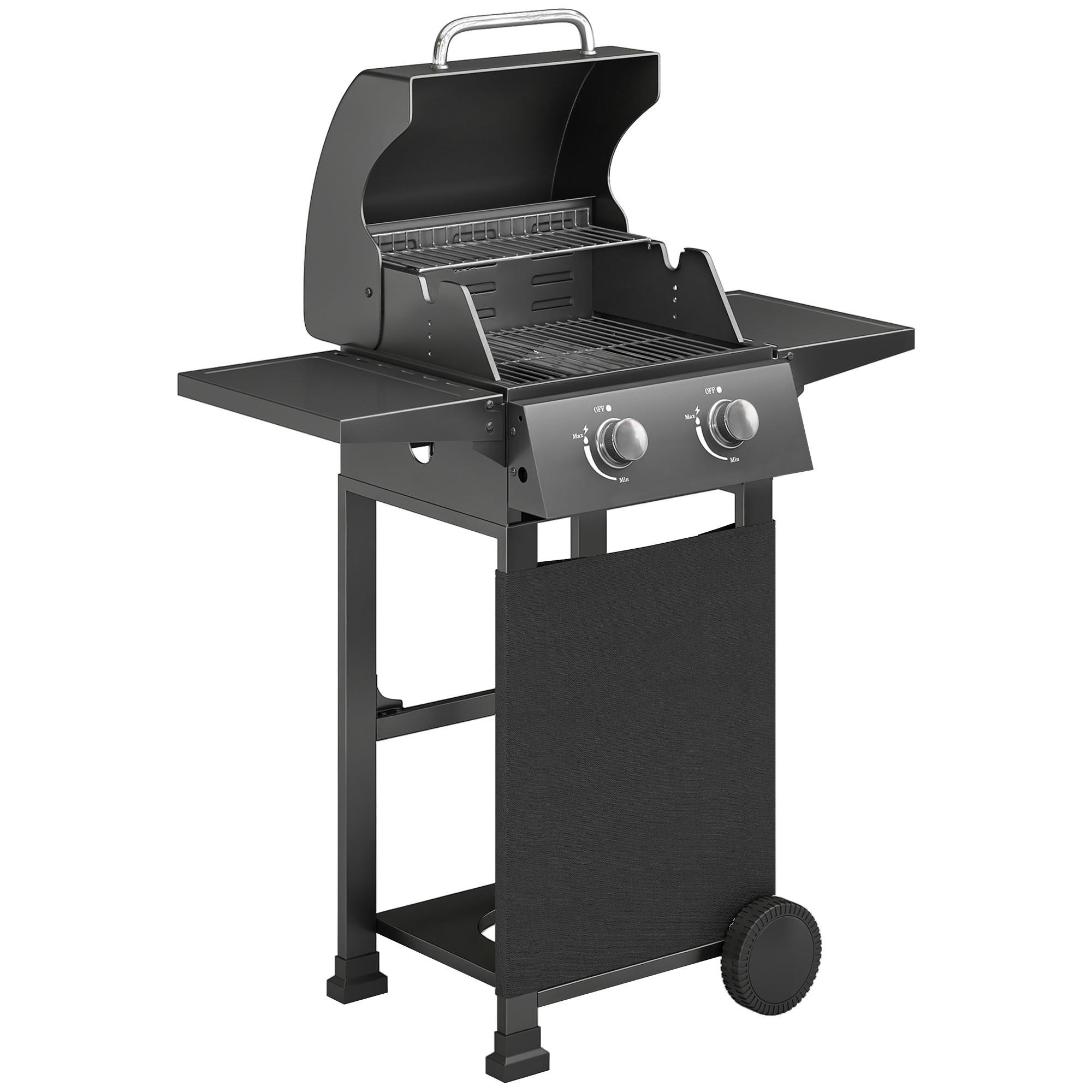 GASGRILL Stahl Metall Schwarz - Schwarz, Metall (53/111.5/95cm) - Outsunny