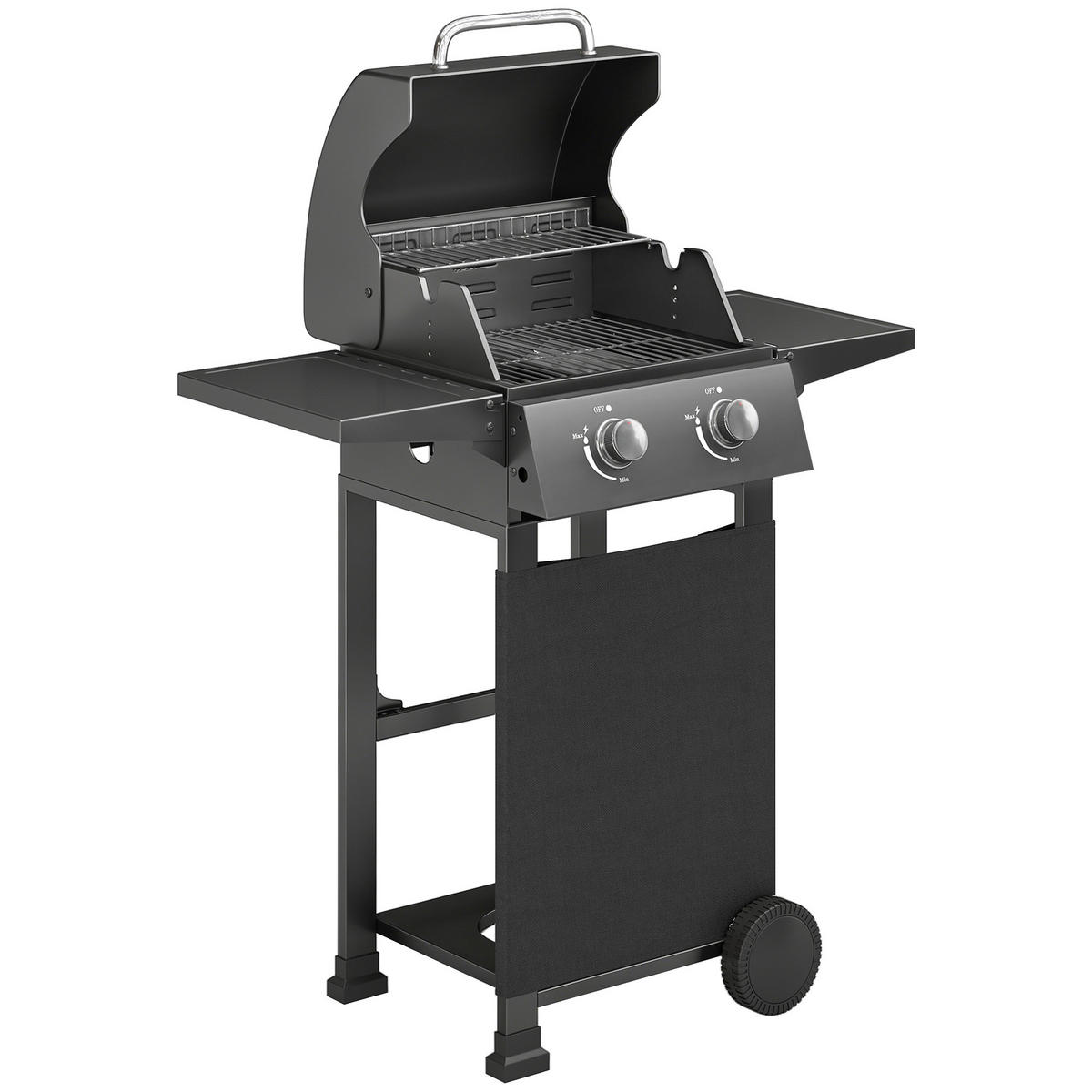 GASGRILL Stahl Metall Schwarz - Schwarz, Metall (53/111.5/95cm) - Outsunny