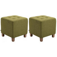 SITZWÜRFEL 2er Set Stoff grün - Grün, Holz/Textil (45/46/45cm) - CLP