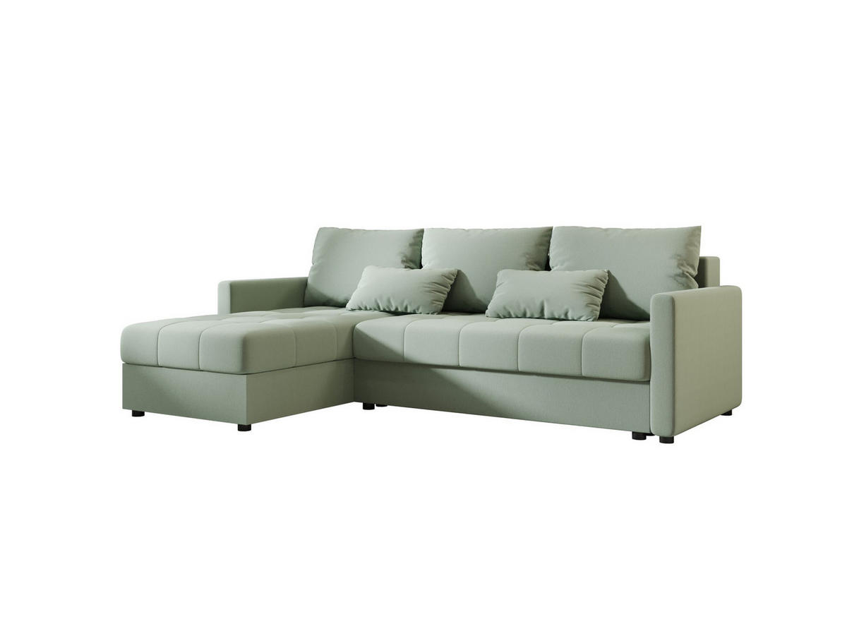 ECKSOFA MOS L BIS Cosmic 16 Links mit Schlaffunktion - Hellgrün, Textil (220/143cm) - Bedante