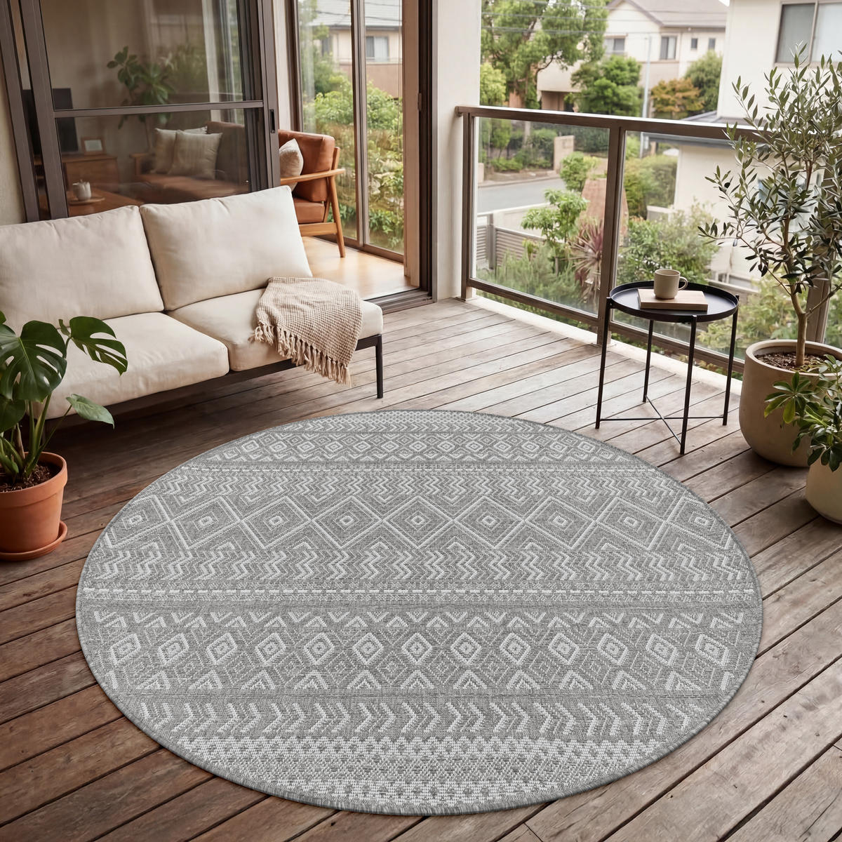 OUTDOORTEPPICH 160/160 cm Vermont 190 - Grau, Textil (160/160cm) - Paco Home