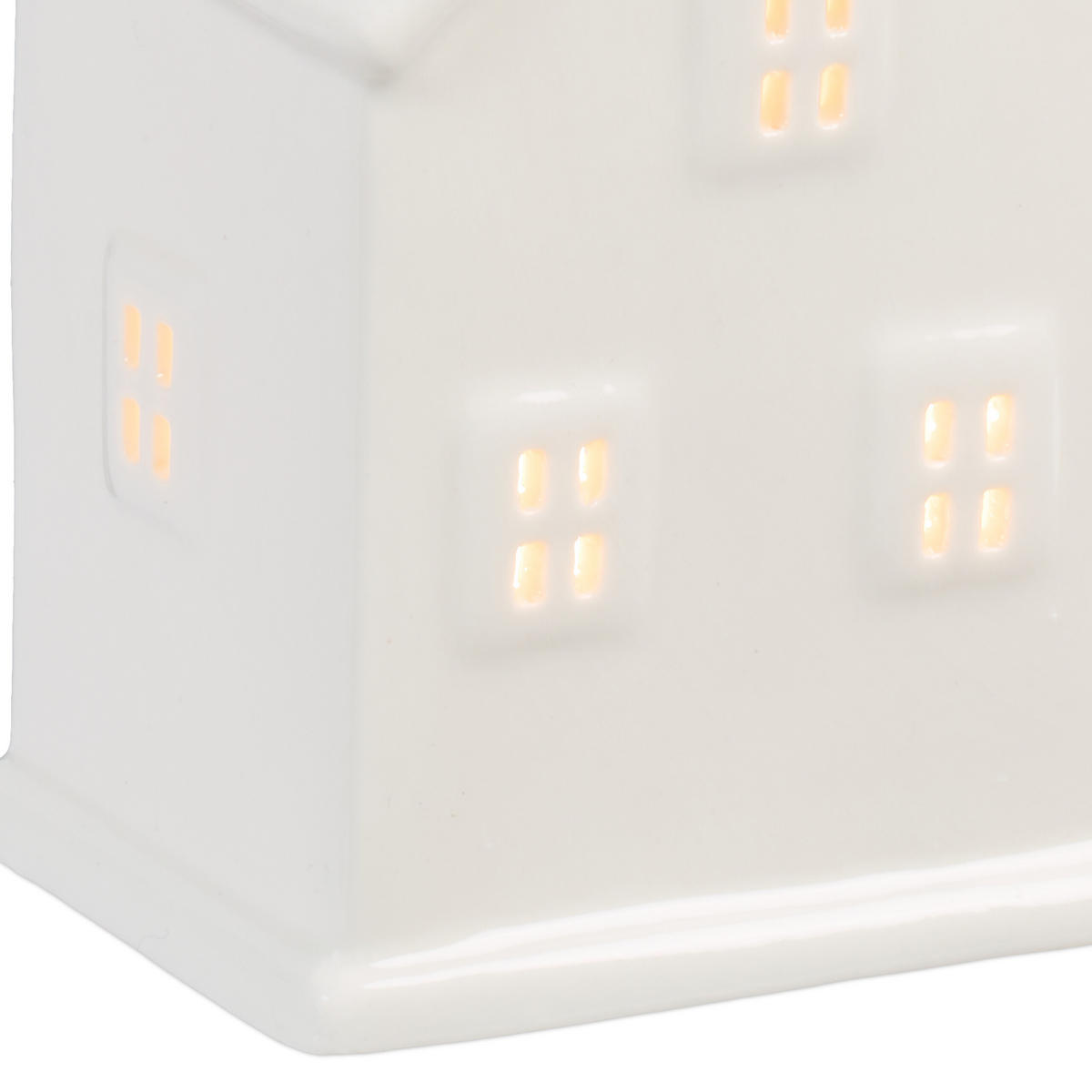 TEELICHTHAUS - Weiß, Keramik (12cm) - Relaxdays