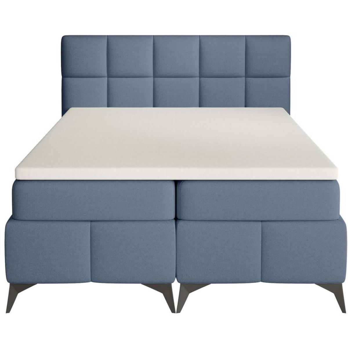 BOXBETT Solido mit Bettkasten 140x200 cm blau - Blau/Schwarz, Textil/Metall (140/200cm) - Beautysofa
