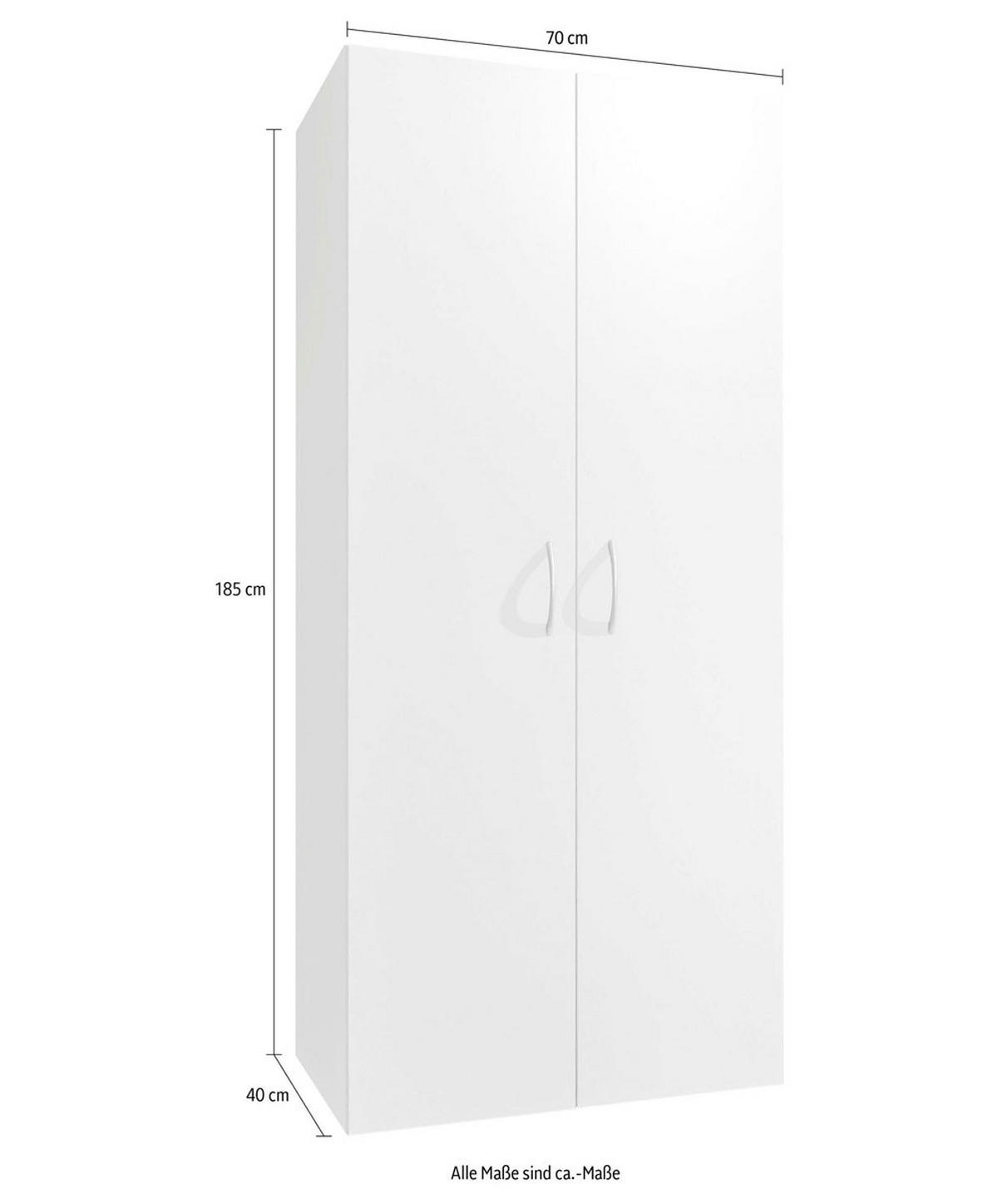 KLEIDERSCHRANK Multiraumkonzept weiß 70 / 40 / 185cm - Weiß, Holz/Holzwerkstoff (70/185/40cm) - Wimex