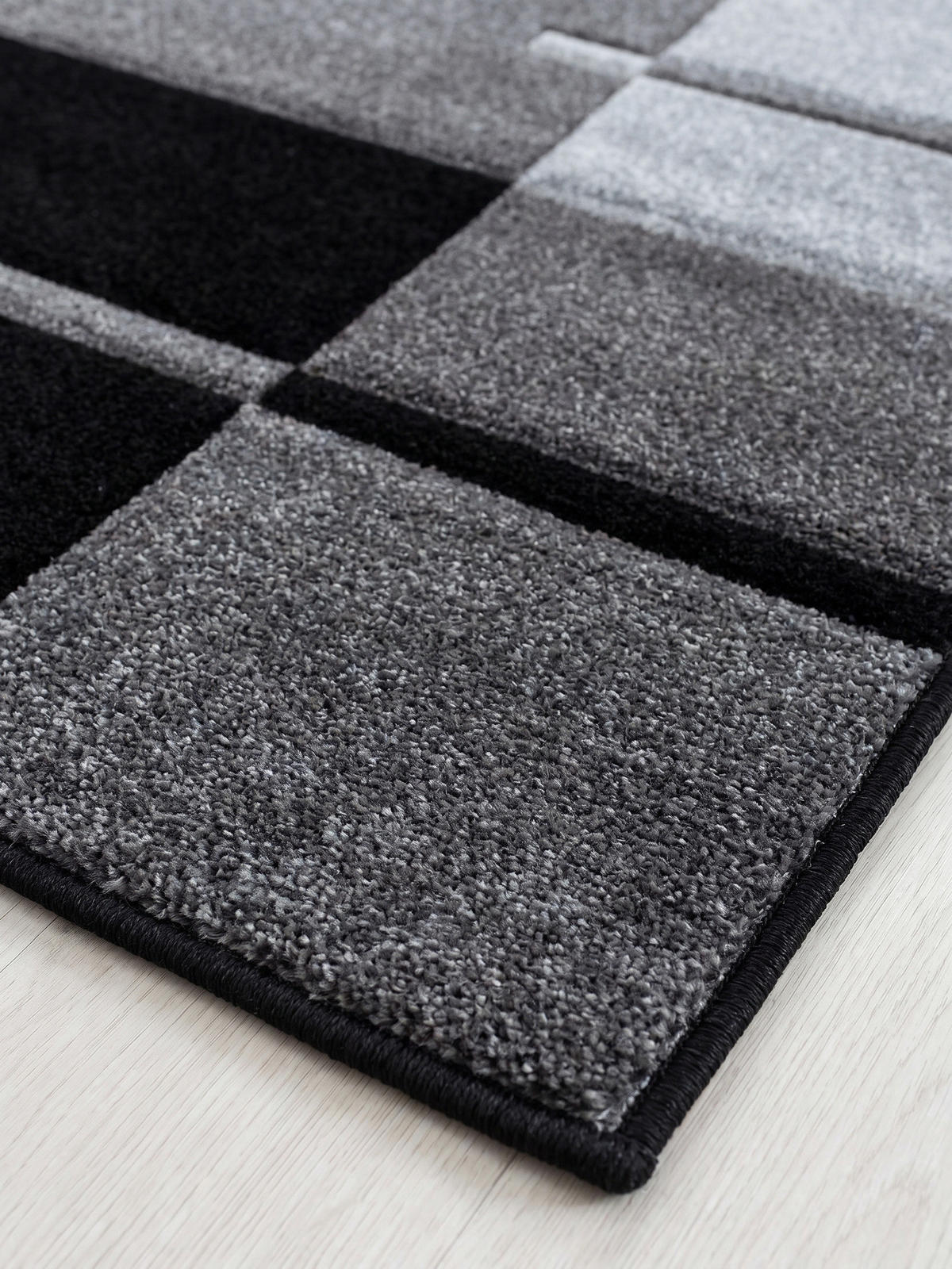 KURZFLORTEPPICH LATEMAR, kariert, Grau, 80 x 300 cm - Grau, Textil (80/300cm) - KADIMA DESIGN