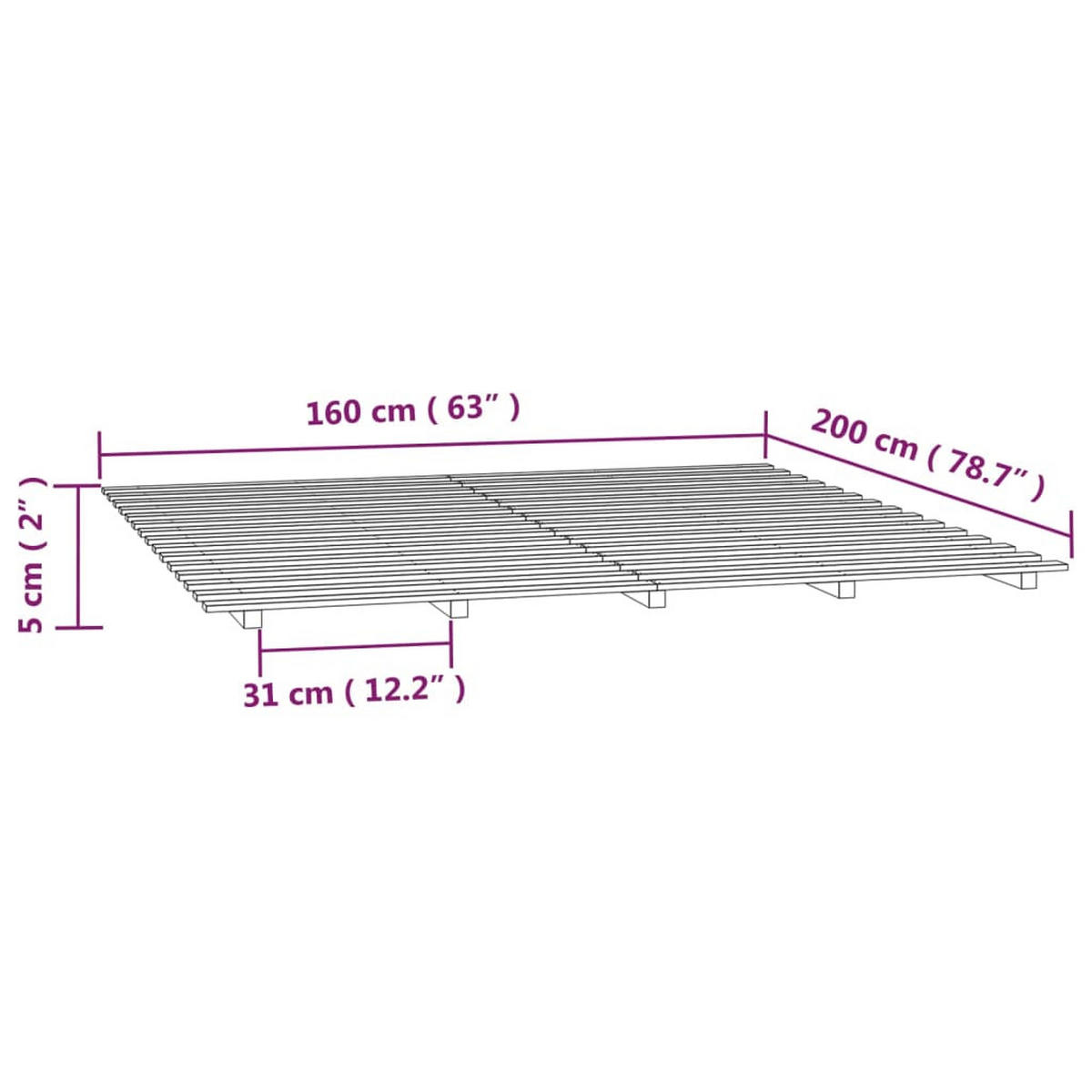 MASSIVHOLZBETT 160/200 Cm Kiefer - Braun, Holz (160/200cm) - vidaXL