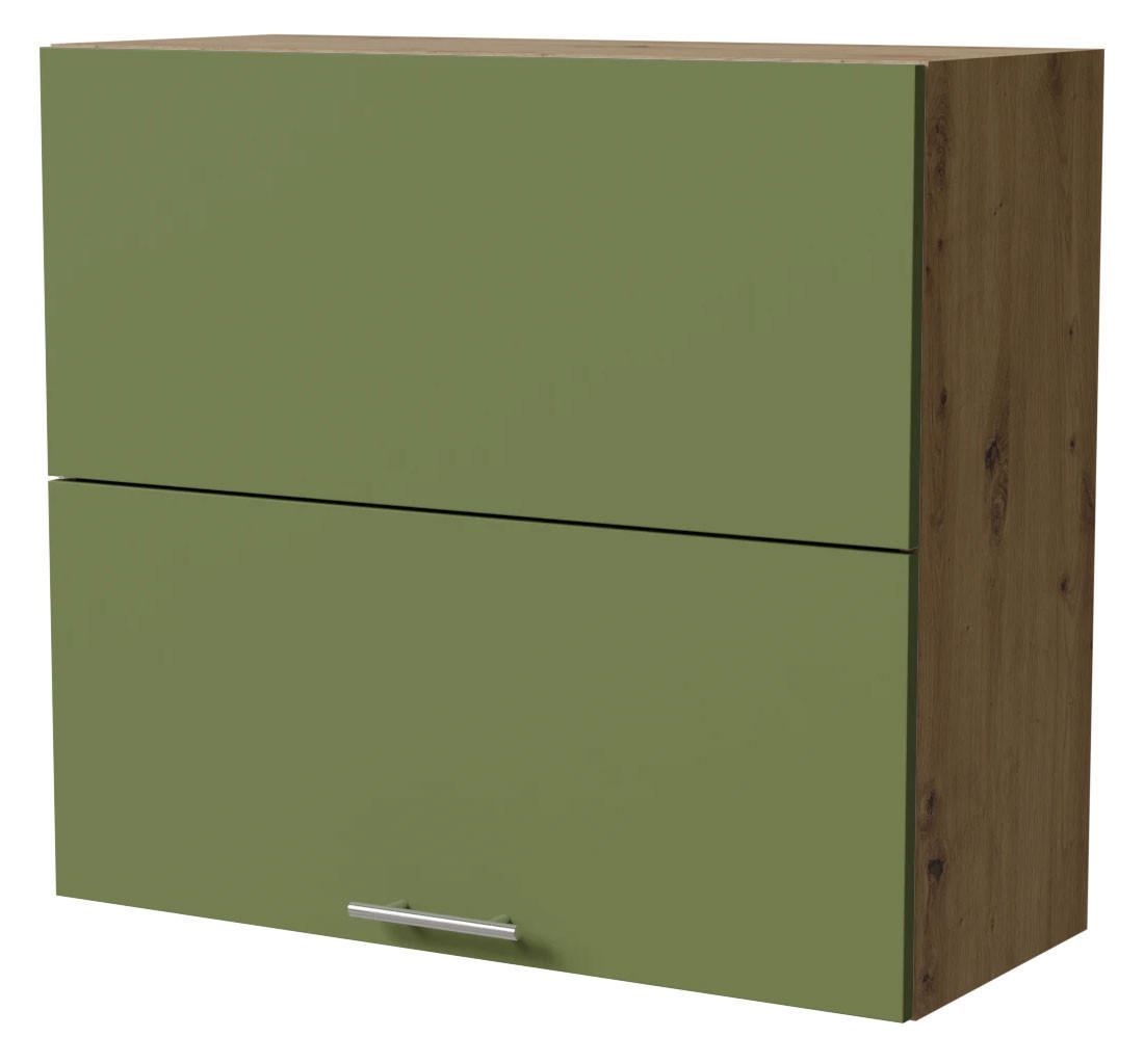 KLAPPHÄNGESCHRANK Brerra W8B/80-AV Eiche Artisan / RAL 6025 farngrün Matt 80 / 32,5 / 72cm - Eiche Artisan/Grün, Holz/Holzwerkstoff (80/72/32.5cm) - Feldmann-Wohnen