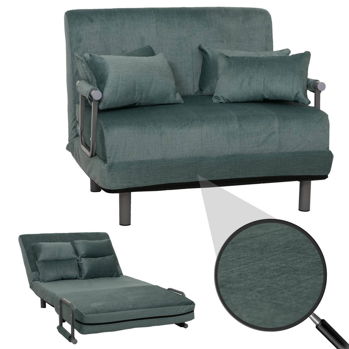 SCHLAFSESSEL Grün - Grün, Textil (105/80/190cm) - MCW