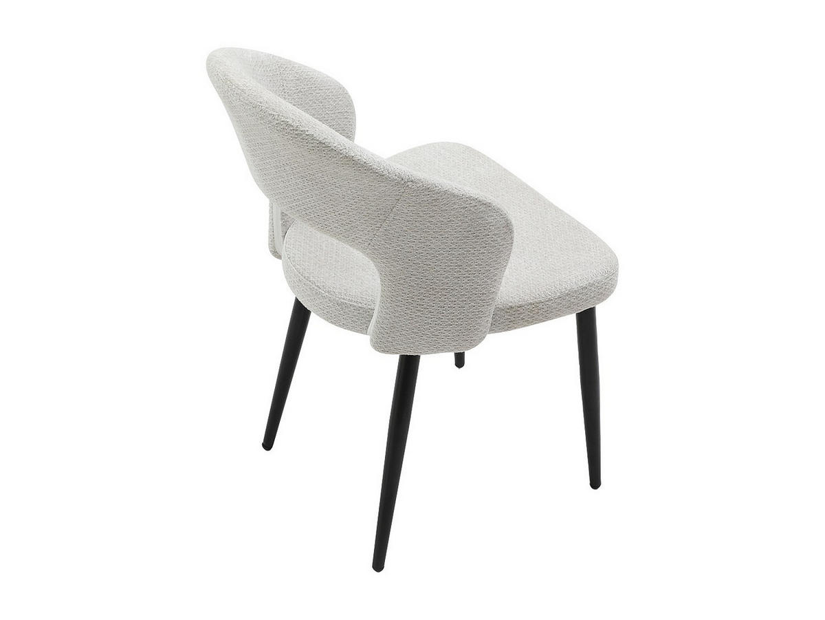 STUHL 6er-Set - Stoff & schwarzes Metall - Grau - NIYAMA - Hellgrau, Textil (50/81/56cm) - Vente-Unique