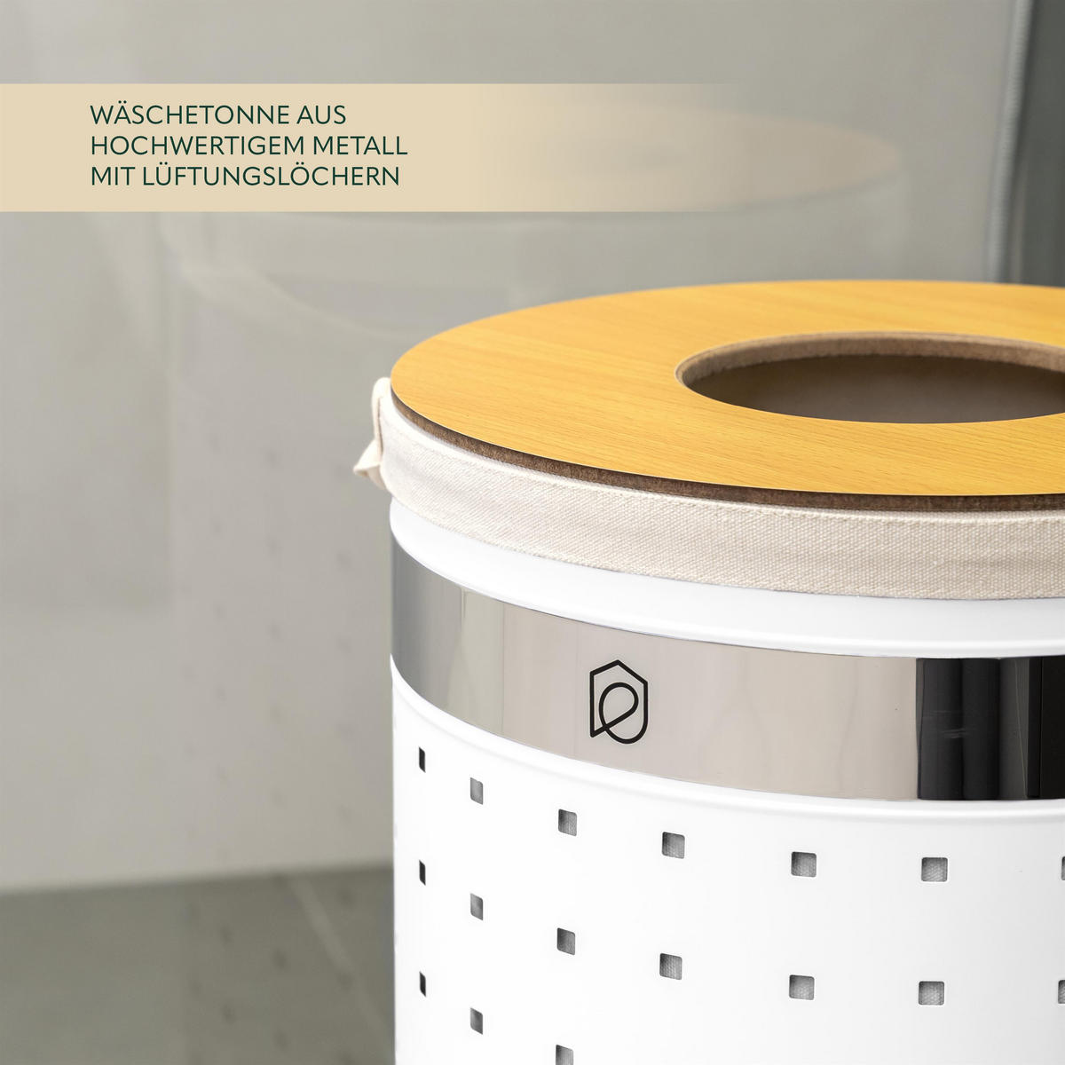 WÄSCHETONNE 50 Liter, weiß - Weiß, Metall (35.5/57.5/35.5cm) - eluno