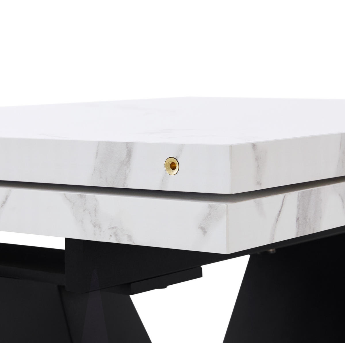 ESSTISCH 99-159/75/75 cm Weiß/Schwarz aus MDF und Metall mit Ausziehfunktion - Weiß, Holzwerkstoff (99/75/75cm) - OKMYHOME