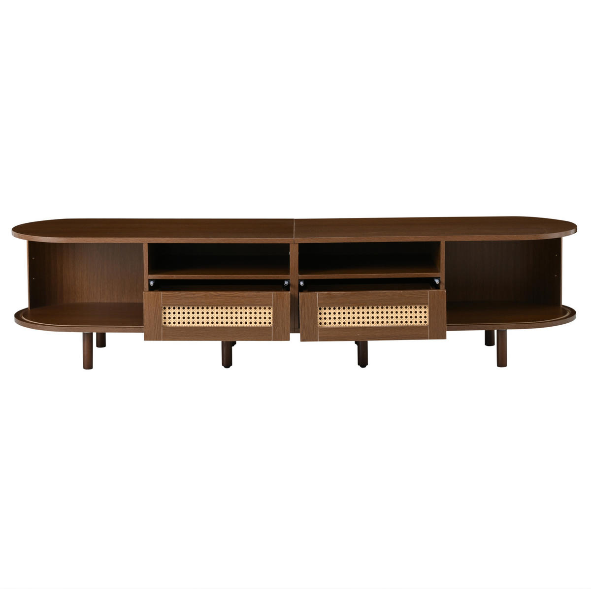 LOWBOARD 170/40/40 cm aus MDF mit Rattanfront und Schiebetüren Dunkelbraun - Braun, Holzwerkstoff (170/40/40cm) - Modenvie