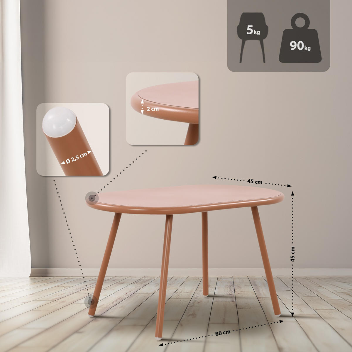 GARTENSITZGRUPPE Kunststoff Terracotta (3-teilig) - Terracotta, Kunststoff - CLP