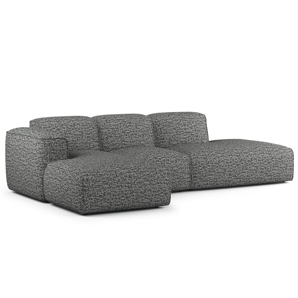 ECKSOFA mit Chaiselongue - Schwarz/Grau, Kunststoff/Textil (290/173cm) - home24