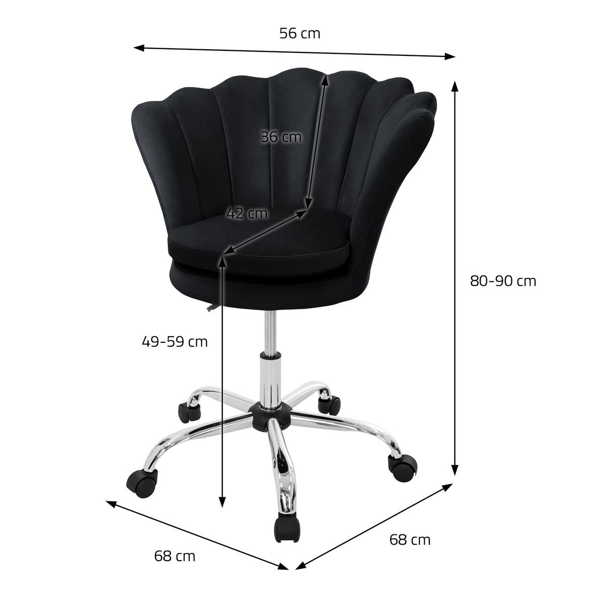 DREHSTUHL Kunstfell Schwarz - Schwarz, Metall (68/90/68cm) - ML-DESIGN