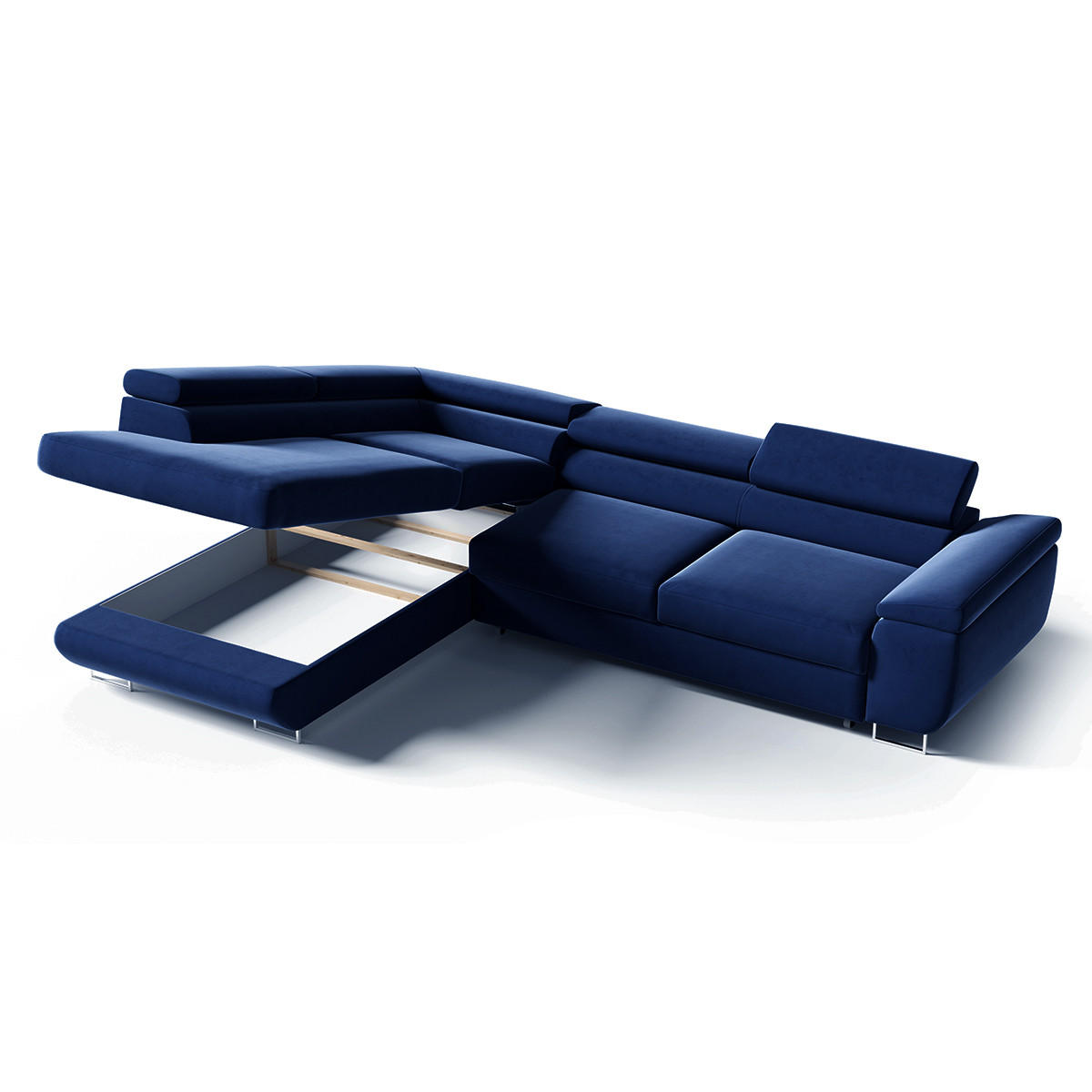 ECKSOFA Lyam 4 Sitzplätze Marineblau - Blau, Holzwerkstoff (271/201cm) - Petits-meubles