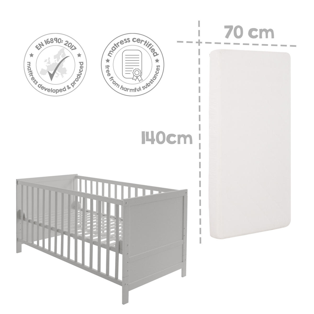 BABYBETT Sternenzauber 70 x 140 cm - Taupe, Holzwerkstoff (70/140cm) - Roba