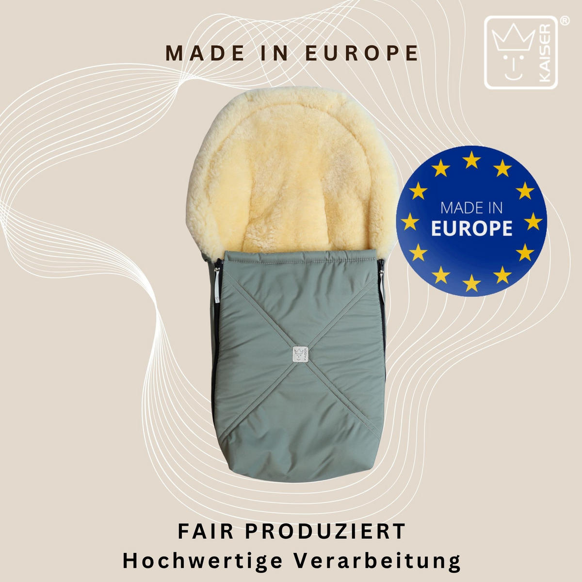 LAMMFELL-BABYSCHALENFUSSSACK Emmy, salbei green - Pastellgrün, Fell (37/10/80cm) - Kaiserbaby