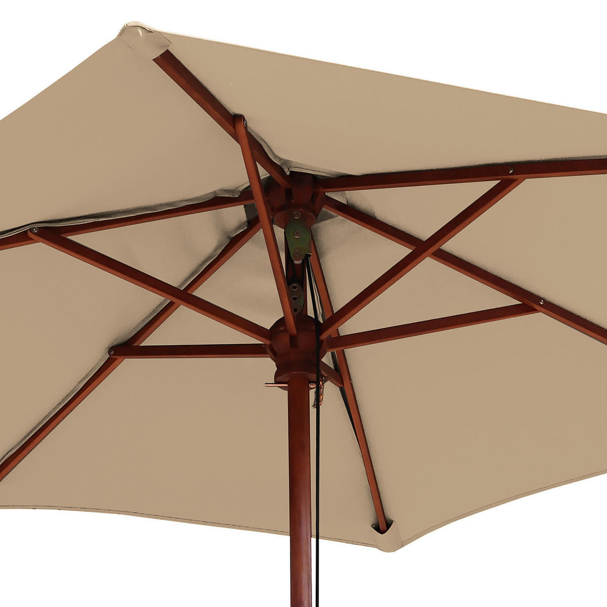 SONNENSCHIRM - Eukalyptus massiv / Polyester - Beige, Holz/Textil (200/200cm) - home24