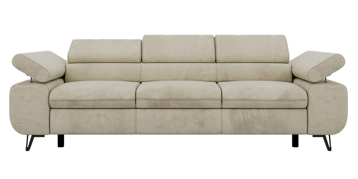 TŘÍMÍSTNÁ POHOVKA PETER 3 - Béžová Samet - černá/béžová, kov/textil (262/76/99cm) - MKS