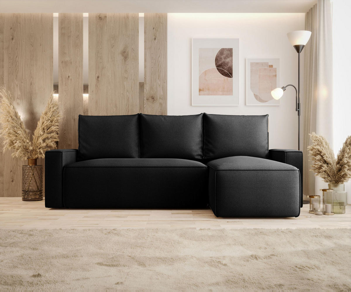ECKSOFA mit Schlaffunktion SAVIO Curio 99 Rechts - Schwarz, Textil (232/140cm) - Bedante
