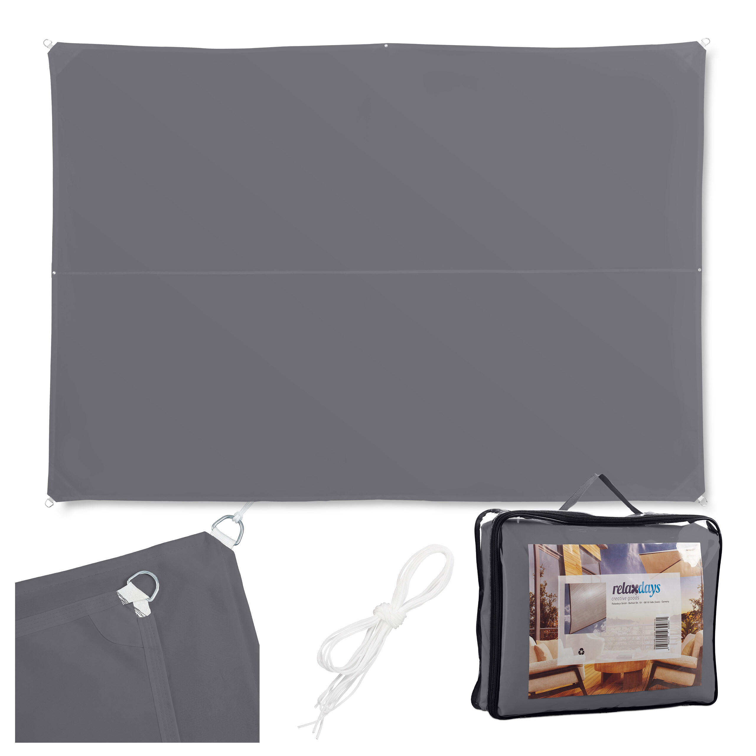 SLNEČNÉ plátno - sivá, kov/textil (400/300cm) - Relaxdays