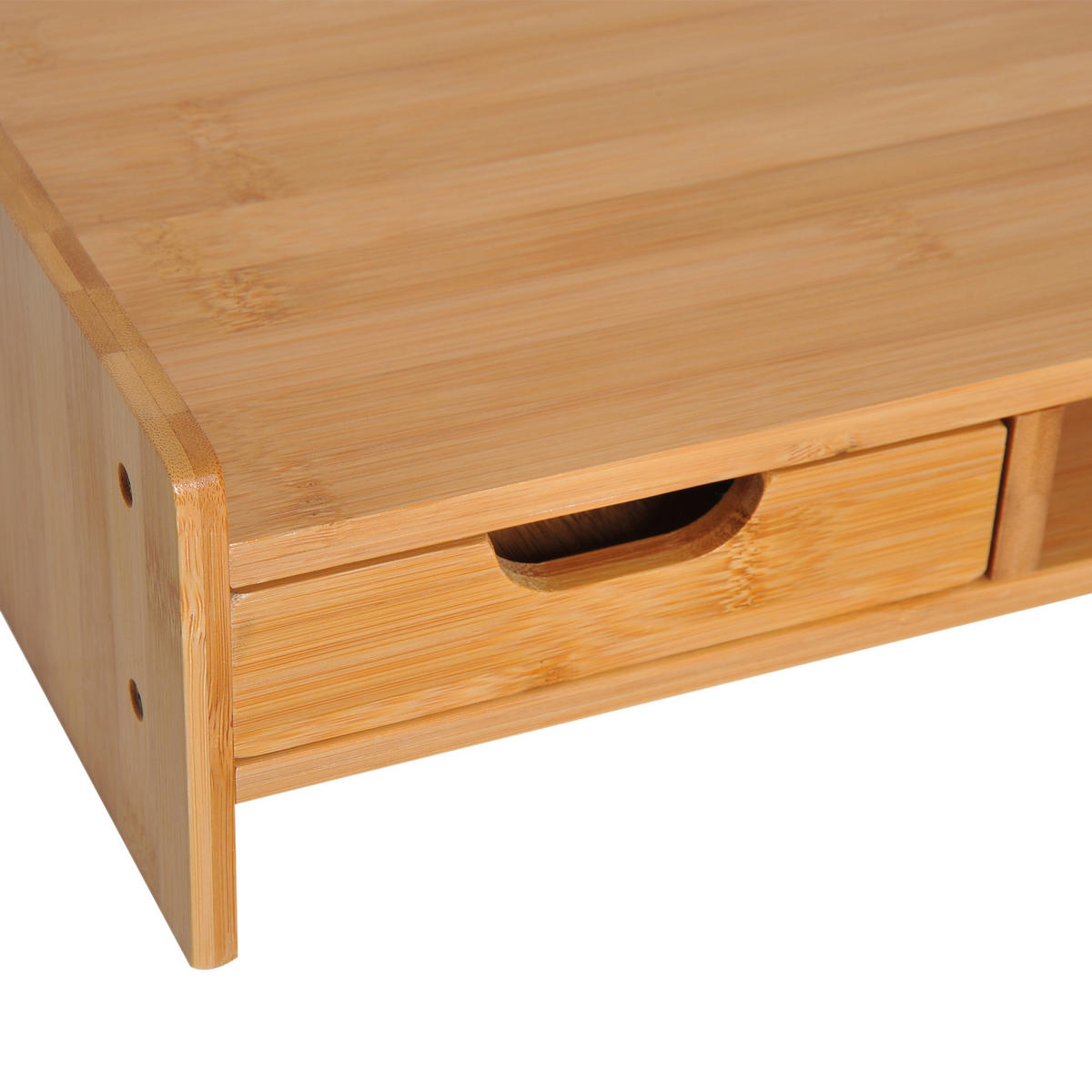 MONITORSTÄNDER Mit Schubladen Bildschirmständer Schreibtisch-Organizer Natur - Naturfarben, Holz (49/25.5/11.5cm) - HOMCOM