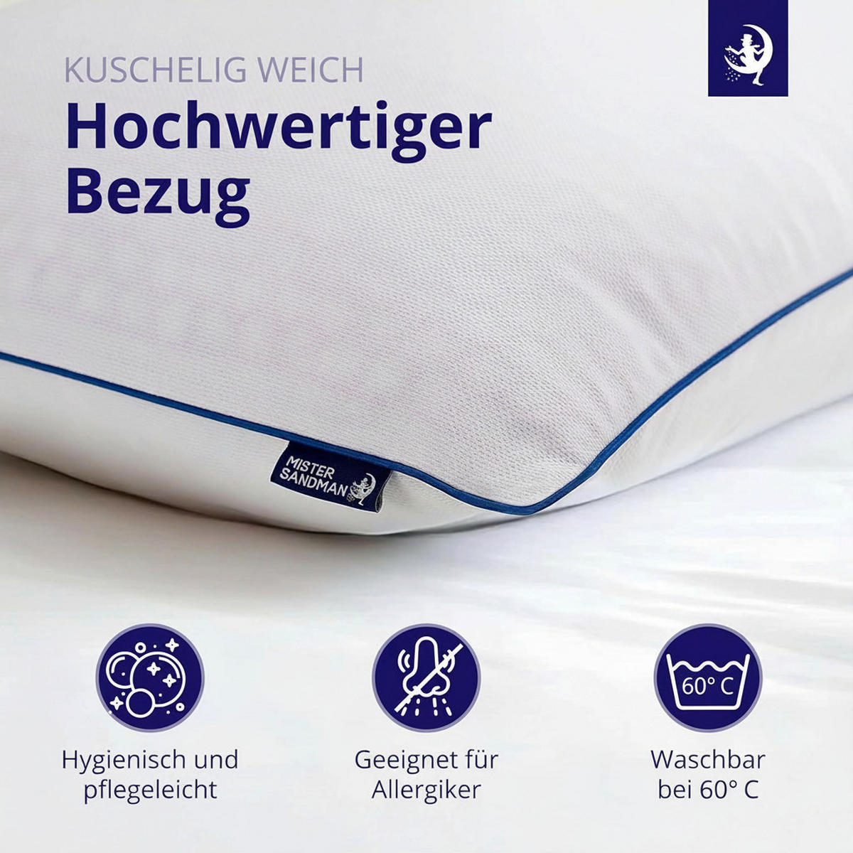 NACKENKISSEN Memory Foam 40x80 cm – ergonomisches Premium Kopfkissen mit kühlendem Bezug, formstabil & atmungsaktiv - Weiß, Textil (40/80cm) - Mister Sandman