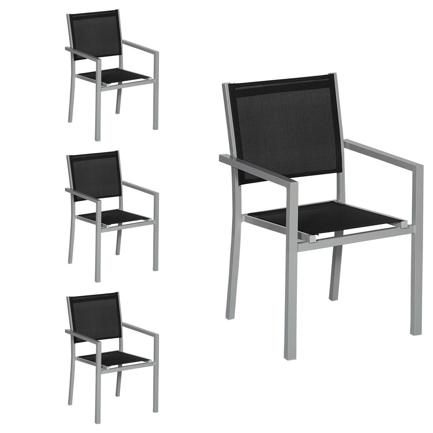 STÜHLE Grau und Schwarz 4er-Set - Schwarz, Kunststoff (57/89.5/56.5cm) - Happy Garden