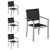 STÜHLE Grau und Schwarz 4er-Set - Schwarz, Kunststoff (57/89.5/56.5cm) - Happy Garden