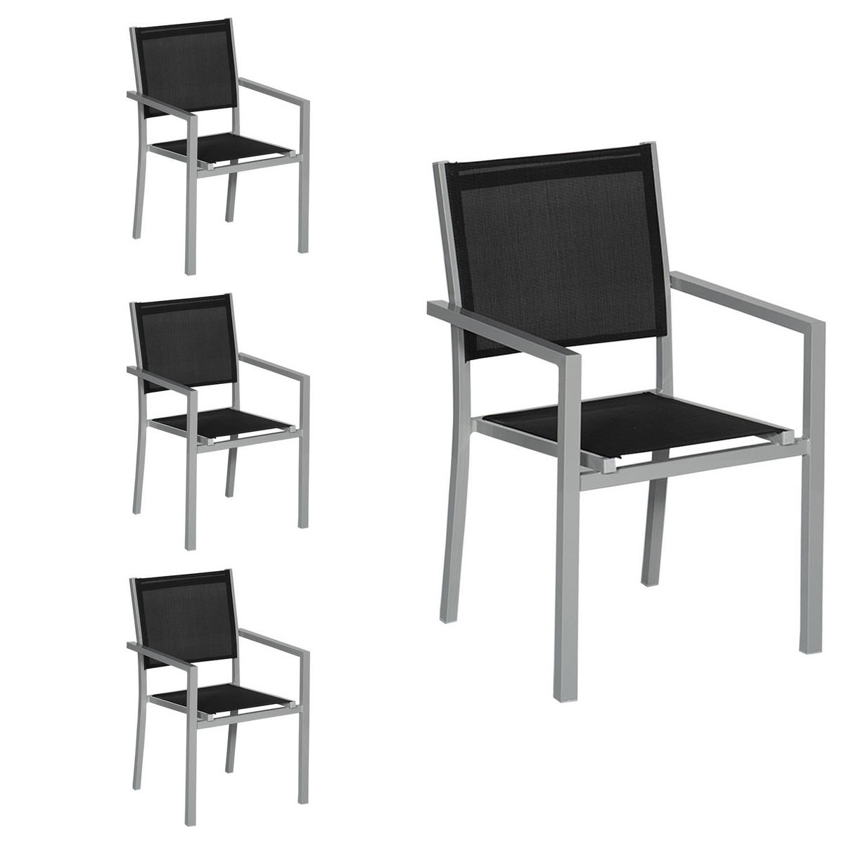 STÜHLE Grau und Schwarz 4er-Set - Schwarz, Kunststoff (57/89.5/56.5cm) - Happy Garden