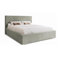 POLSTERBETT 140x200 cm AURA, Doppelbett mit Bettkasten und Lattenrost aus Holz, Velourstoff: Grau - Grau, Holz/Textil (140/200cm) - Marpur