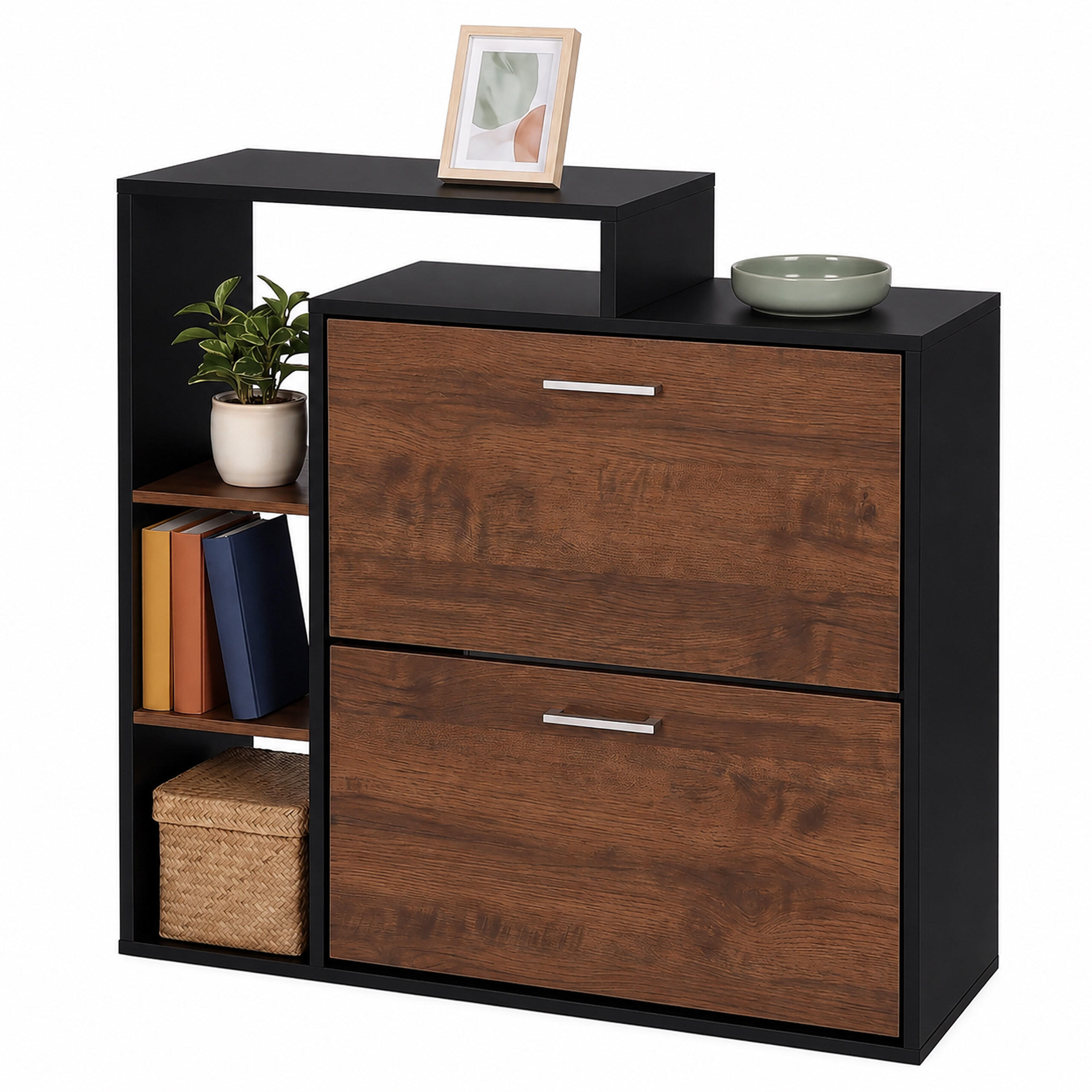SKOSKÅP Svart industriell 2 klaffar Multicolor 90/80/23.5 cm