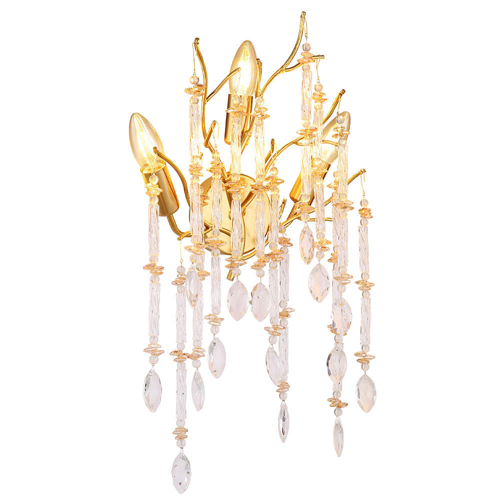 WANDLEUCHTE Metall, Glas, Gold, E14 - Goldfarben, Glas (35/50/11cm) - Globo Lighting