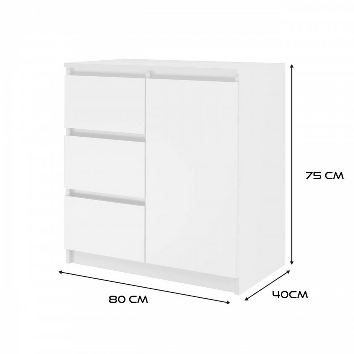 KOMMODE Weiß 80/75/40 - Weiß, Holzwerkstoff (80/75/40cm) - RAUMHIRSCH FURNITURE