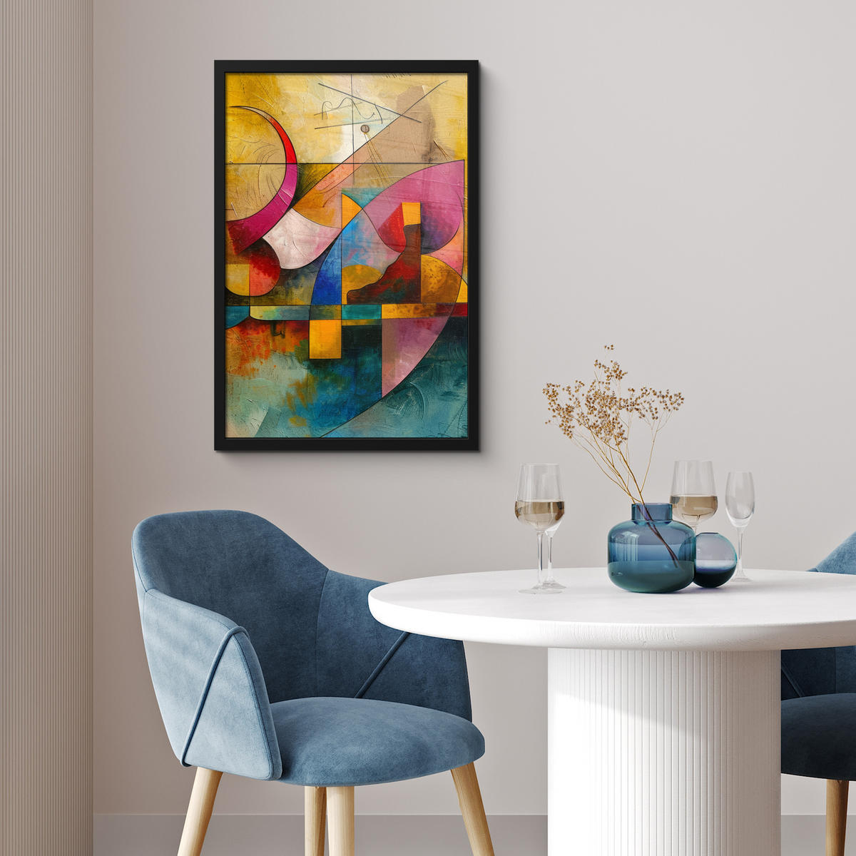GERAHMTES BILD Kunst - Abstrakt - Modern 40x60 cm - Gelb, Papier (40/60cm) - MuchoWow