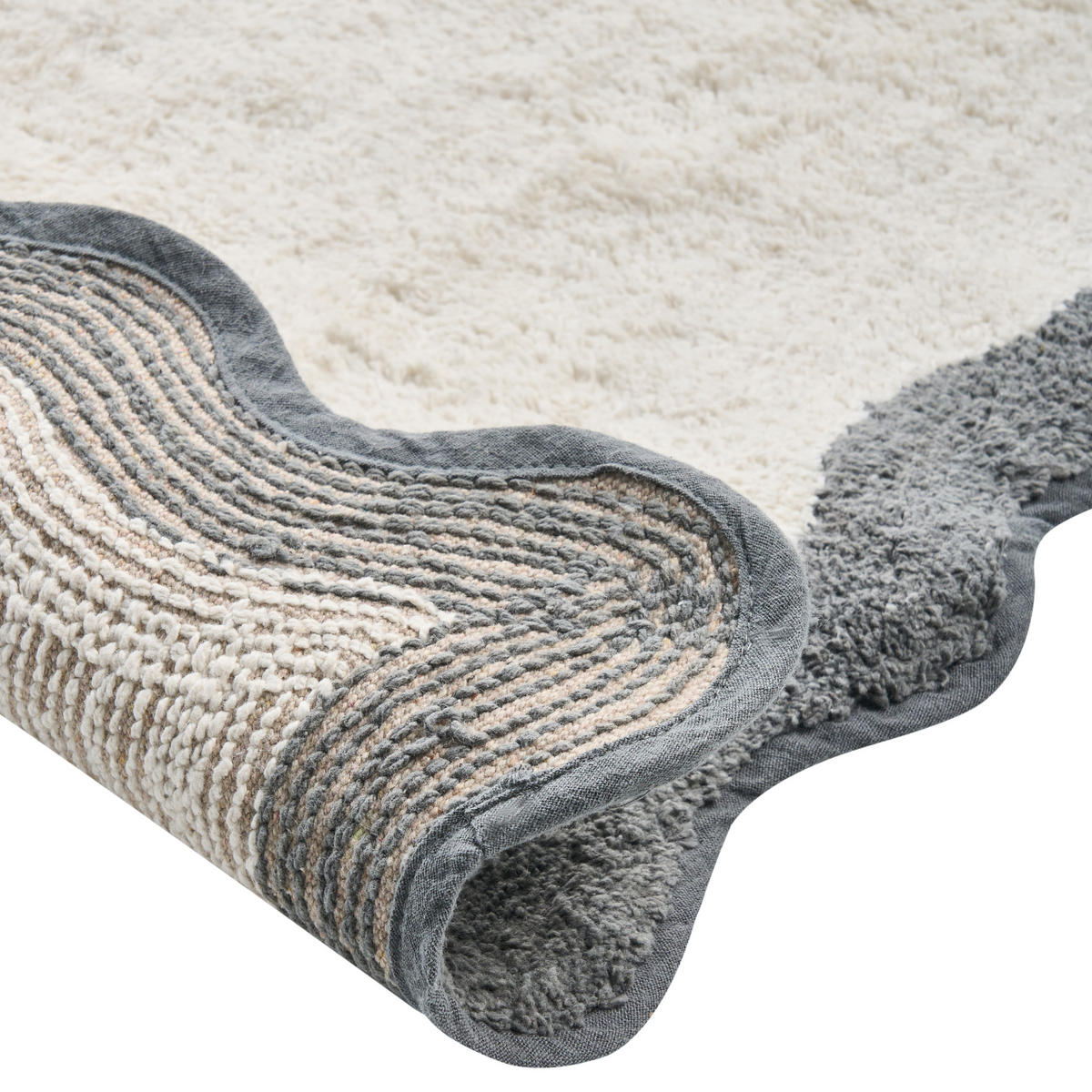 KOUPELNOVÁ PŘEDLOŽKA Šedá/Béžová 60/90 cm Bavlna Nangal - tmavě šedá/béžová, textil (60/90cm) - Beliani