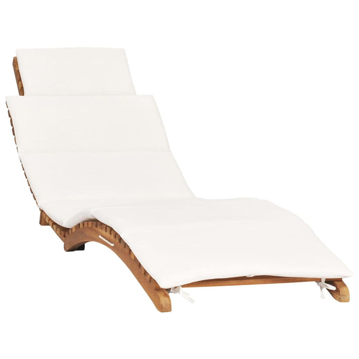 KLAPPBARE SONNENLIEGE MIT CREMEWEISSER AUFLAGE MASSIVHOLZ TEAK - Creme, Holz/Textil (50/55/175cm) - vidaXL