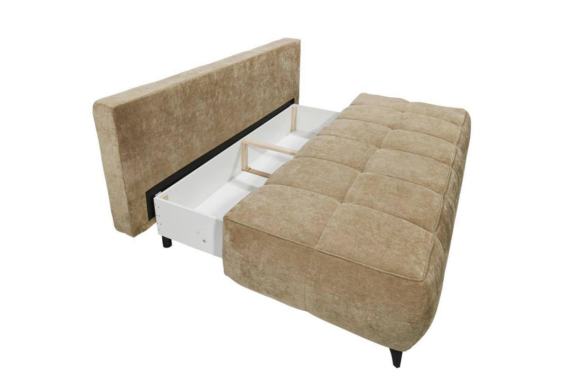 SCHLAFSOFA mit Bettkasten und Schlaffunktion - Beige/Schwarz, Holz/Kunststoff (215/96/106cm) - ed exciting design
