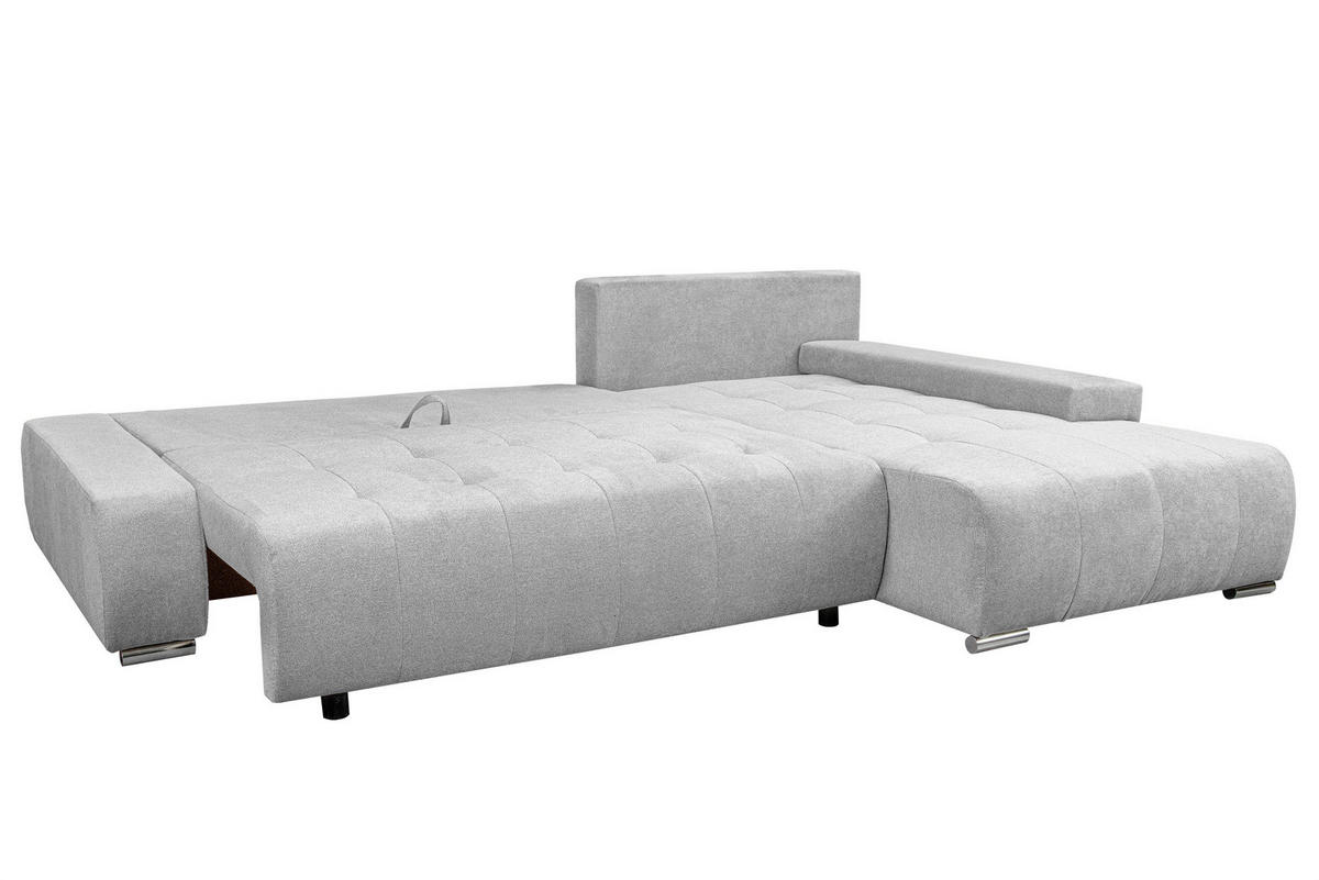 ECKSOFA Bloom mit Bettkasten und Schlaffunktion L-Form - Hellgrau, Textil (267/185cm)
