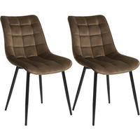 ESSZIMMERSTUHL 2er Set, Samt, Metallbeine, Braun - Schwarz/Braun, Textil/Metall (46/85.5/40.5cm) - Woltu