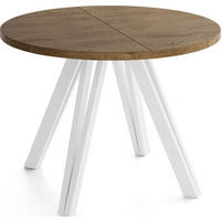 ESSTISCH Ravero runder ausziehbarer, Eiche Braun Rustikal 100-140/100/77 cm - Alteiche/Weiß, Holz/Holzwerkstoff (100/100/77cm) - WFL GROUP