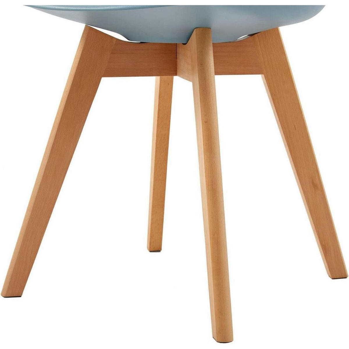 ESSZIMMERSTUHL 4er Set mit Massivholzbeinen und PU-Leder Morandi Lichtblau - Blau, Kunststoff (47.5/82/41cm)