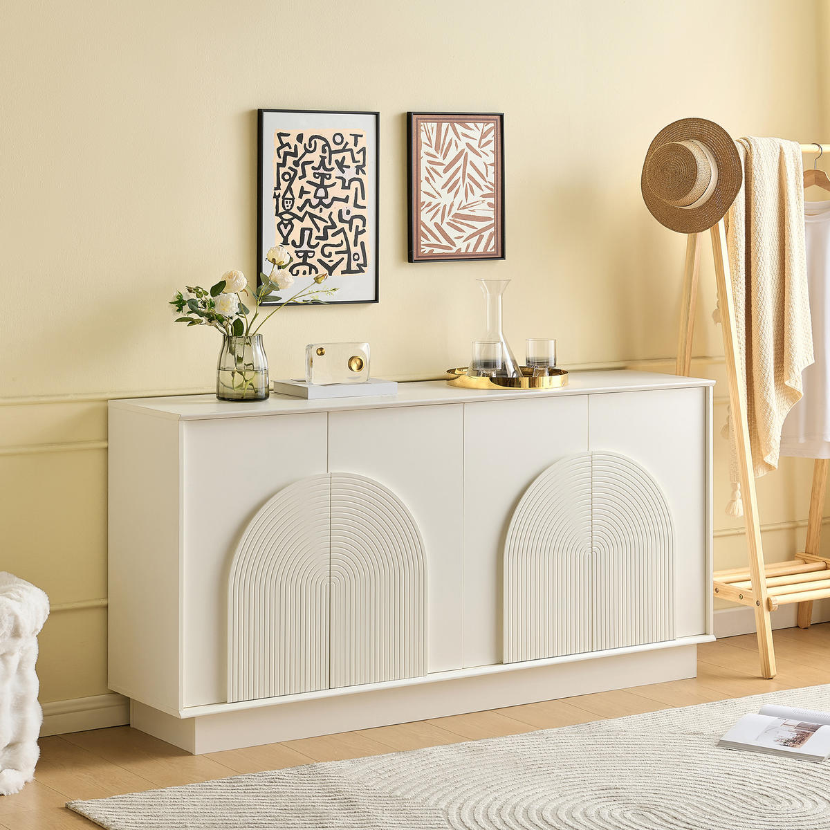 SIDEBOARD 160 cm 4 Türen weiß - Weiß, Holzwerkstoff (160/80/38cm)