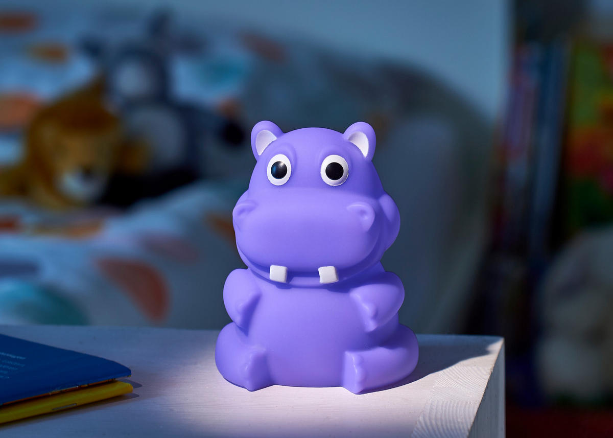 LED Nachtlicht für Kinder mit Akku Ladestation Nilpferd - Grün, Kunststoff (8/15.5/7.5cm) - Northpoint